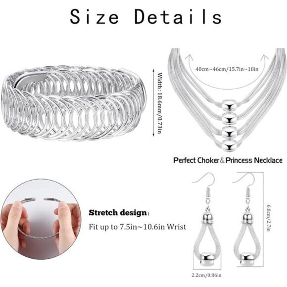 3Pcs Multi-Layer Bib Necklace African Jewelry Set for Women Choker Necklace - Picture 4 of 8